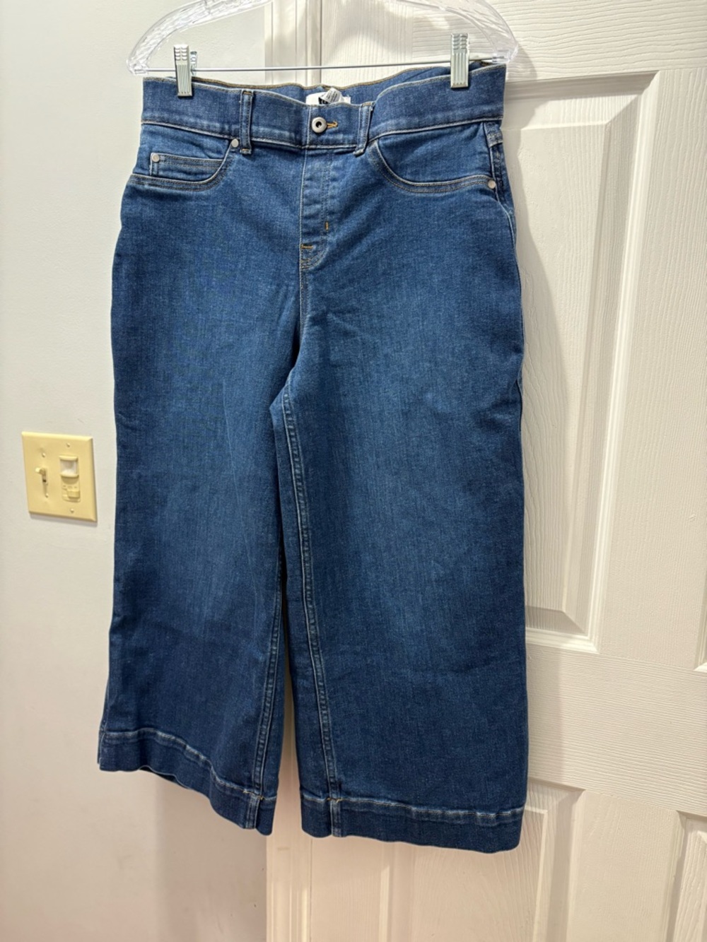 SPANX EveryWear Cropped Wide Leg Pull On Jeans Size Large